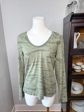 Pact Organic Cotton Tie Dye Long Sleeve Tee Green Size S